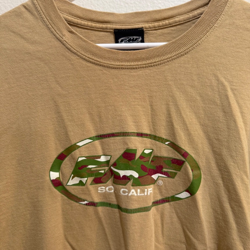 Vintage FMF Racing So Calif Graphic T-Shirt Tan Camo Logo XXL Mens - Picture 3 of 6